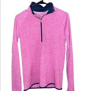 Women’s Pink Under Armour Fitted HeatGear Zipped Pullover Sz S